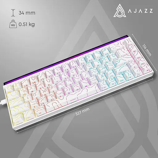 Клавіатура Ajazz NK68 Red switches Side contour White (NK68-R-S-W) - фото 9