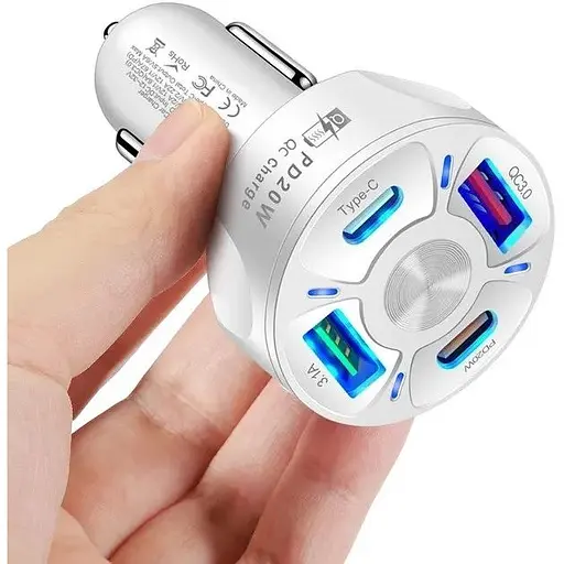 Автомобильное зарядное устройство No Brand CWa 2USB 2Type-C PD20W QC 3.0 White (3650552) - фото 5