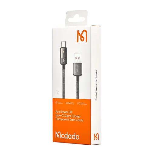 Кабель Mcdodo Auto Power Off 6A Type-C Super Charge Transparent Data Cable 1.2 м CA-3150 Чорний - фото 2
