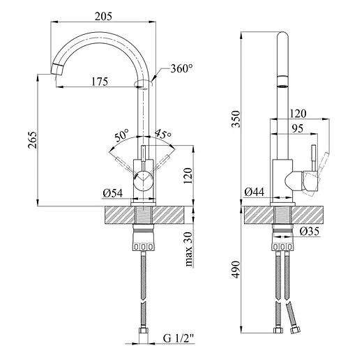 Змішувач для кухні Kroner KRM Edelstahl Klassisch - WEI035 (CV023007) - фото 10