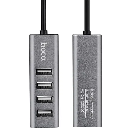 Перехідник HUB Hoco HB1 USB to USB 2.0 (4 port) (1m) Сірий - фото 2