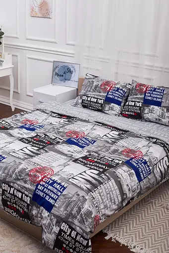 Комплект постільної білизни Moon&Star King Size 220x240 наволочки 2х70х70 New York Бязь Gold Люкс - фото 1