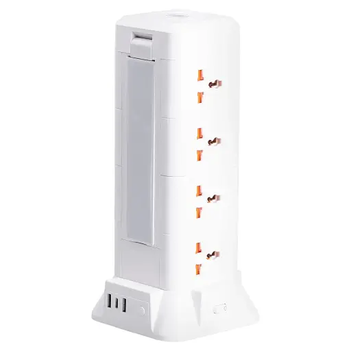 Сетевой фильтр-удлинитель Yiwu HP-5-9MF TOWER B24 2,8 м 12 розеток 3USB + 1PD LED-лампа белый  - фото 3