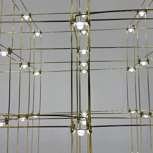 Золотая геометрическая люстра в форме параллелепипеда 120*60*60 см | Ст. MJ 199-1200*600*600 Titanium Line F - фото 2