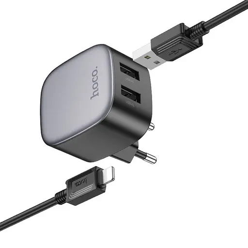 Зарядное сетевое устройство Hoco CS31A 2 х USB + кабель Apple Lightning - фото 5