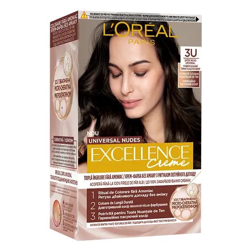 Стойкая крем-краска для волос L'Oreal Paris Paris Excellence Crème Universal Nudes 3U Универсальный темно-каштановый 192 мл