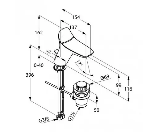 Змішувач для умивальника Kludi Ambienta 530230575 - фото 2
