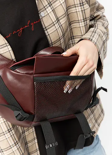 Велика жіноча поясна сумка бананка Sambag DynamicDart марсала 38 × 21 × 7 см (80411120) - фото 8