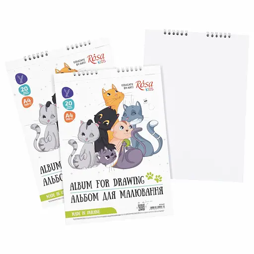 Альбом на спіралі для малювання Cats Friendship А4 100г/м2 20л ROSA Kids - фото 3
