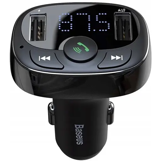 Автомобильное зарядное устройство + FM-модулятор Baseus T typed Wireless MP3 charger black (CCALL-TM01)