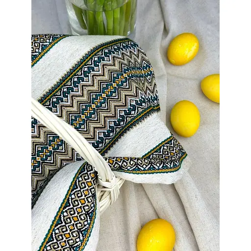 Комплект Великодній кошик Буковина (маленький) з лляним рушником 45х30 см Рандеву та свічкою - фото 6