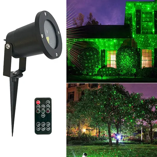 Вуличний лазерний прожектор проектор Waterproof Lazer Зоряне небо+фігури з пультом (Червоний і зелений кольори) - фото 5