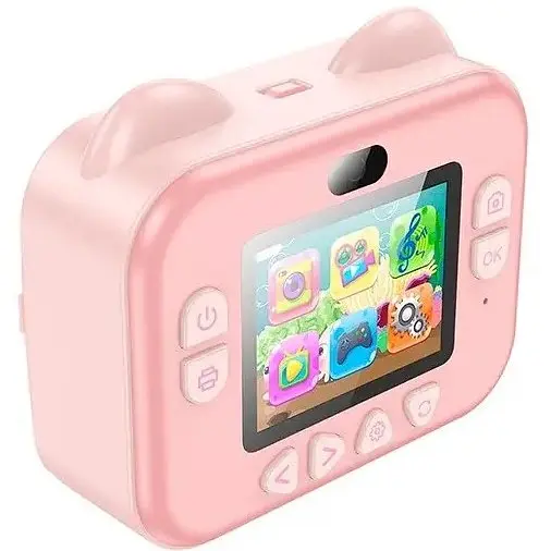 Детская цифровая фотокамера мгновенной печати с термопринтером Hoco 48 МП/ 800 мАч HOCO DV204 Dual-camera Розовый - фото 1