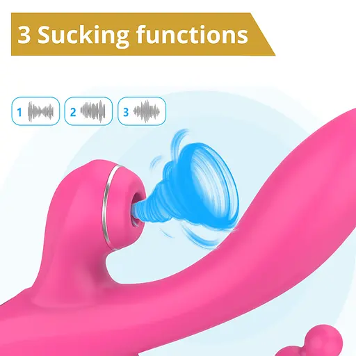 Вібратор Erospace Sweet Play Sucking Vibrator With Anal Beads A3 20.8 см рожевий - фото 6