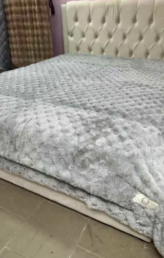 Покривало "Шиншила" Сріблясто-сірий, м’яке велюрове покривало 2,20 × 2,40 м для ліжка - фото 1