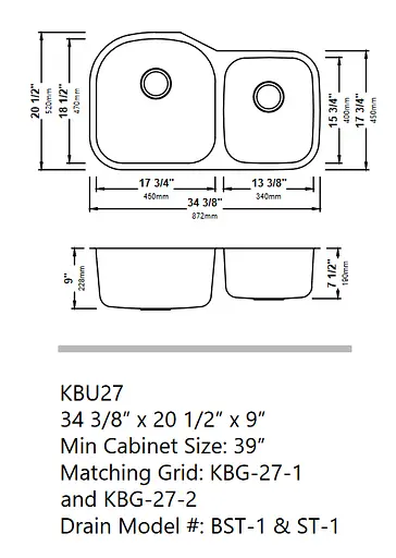 Подвійна кухонна мийка Kraus Premier KBU27, Нержавіюча сталь - фото 4