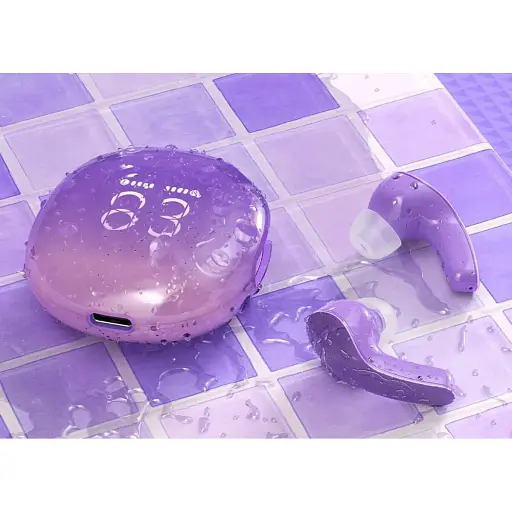 Наушники Acefast T9 Crystal Air bluetooth earbuds Grape Purple - фото 3