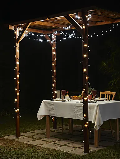 Новорічна гірлянда вулична GarlandoPro 30 м 300 LED із сонячною батареєю 8 режимів роботи чорний провід Білий SB300L30MBW - фото 3