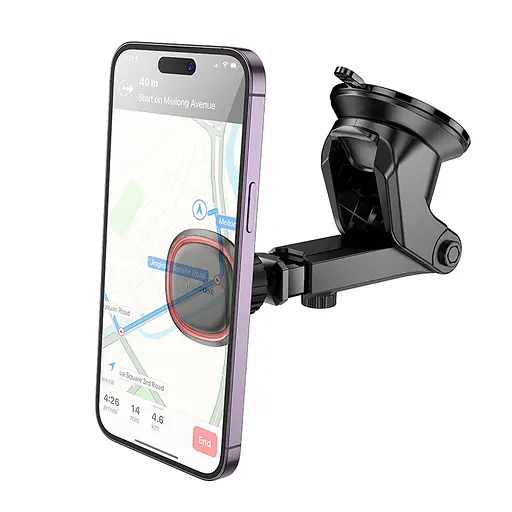 Автотримач для телефона BOROFONE BH125 Roman magnetic car holder (center console) Black and Red - фото 3