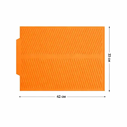 Силіконовий килимок для сушіння посуду зі зливом підставка-килимок для мокрого посуду 42х33 см Жовтогарячий Помаранчевий 88194 - фото 3