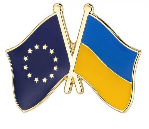 Подвійний значок пін "Україна Євросоюз" 25 х 19 мм (00091) - фото 1