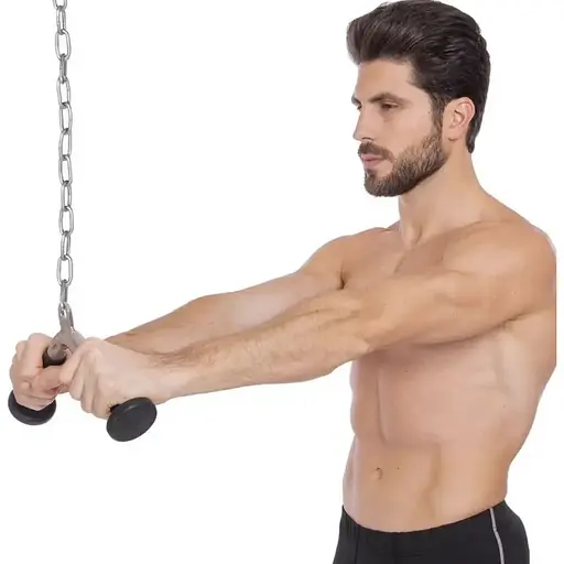 Ручка для тяги York Fitness V-подібна на трицепс з гумовими рукоятками, хром - фото 5