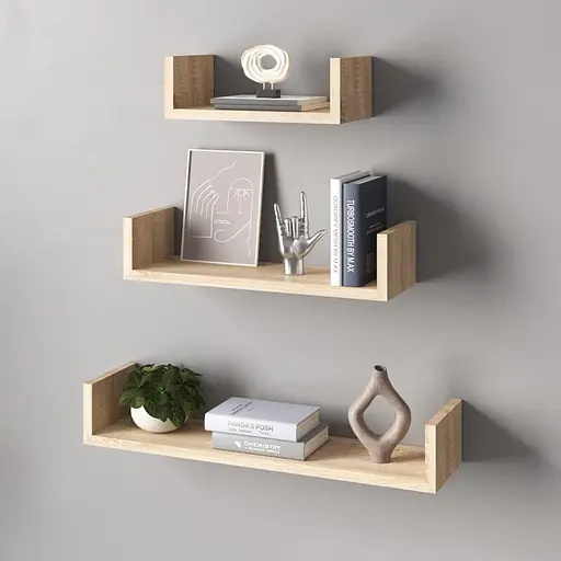 Набор из 3 навесных полок Vays M37 Дуб Сонома из ЛДСП для дома офиса гостиной