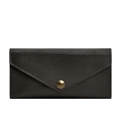 Кожаный клатч (портмоне) на кнопке 5.0 Темно-коричневый краст - фото 10