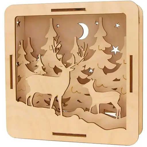 3D композиція Rosa Talent Олень у лісі фанера 20х20 см