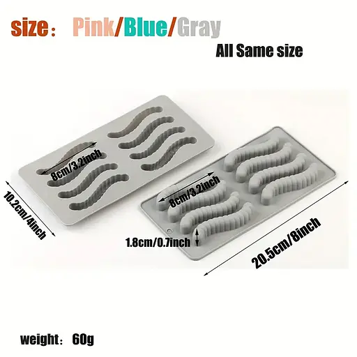 Силиконовая форма для приготовления жевательного мармелада в виде червячков на 6 червяков, Kitchen Master Бирюзовый 87326 - фото 2