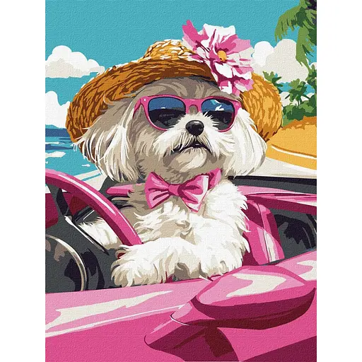 Картина по номерам "Рожева машина" ©art_selena_ua KHO6738, 30х40 см