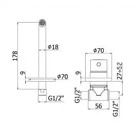 Змішувач для раковини настінний Paffoni Light вилив 178 мм brushed copper LIG006RMSP70, Бронза - фото 4