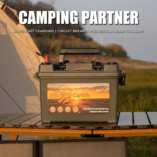 Аккумуляторная коробка POWO Carlife для батареи 30 Ah/20Ah/10Ah, водонепроницаемая батарейка с разъемом Anderson и двойным QC - фото 2