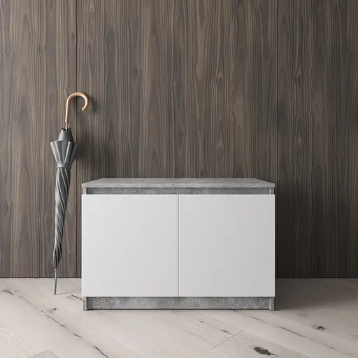 Тумба для обуви Vays R-20 Бетон-Белый фасад, без ручек, ЛДСП, 80×40×53 см - для прихожей, коридора