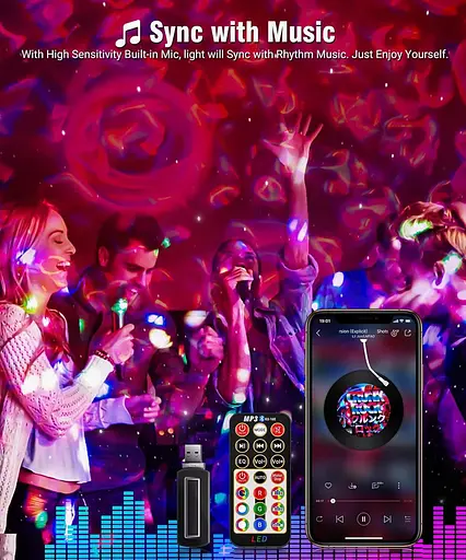 Проектор галактики зірки нічні Bluetooth-динамік - фото 4