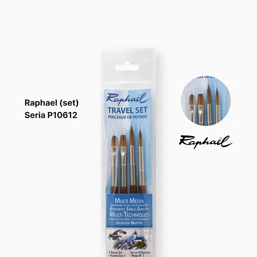 Набор мини-кистей Raphaël Travel Precision, 4 кисти, круглые и плоские - фото 2