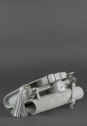 Шкіряна жіноча сумка Еліс сіра - фото 7