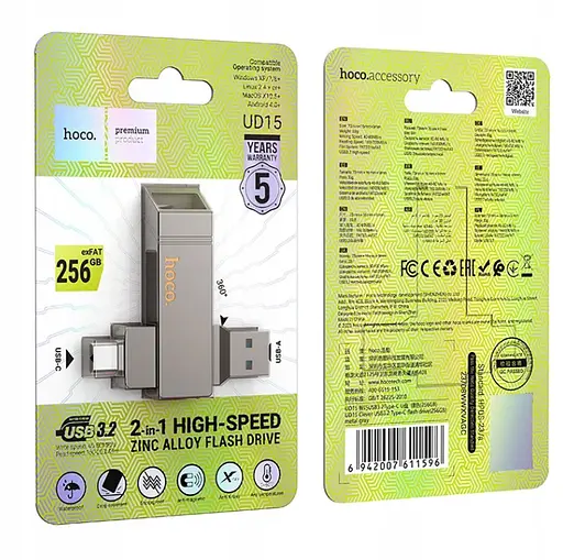 Флеш-накопитель Hoco UD15 Clever USB3.2 Type-C flash drive (256GB) - фото 2