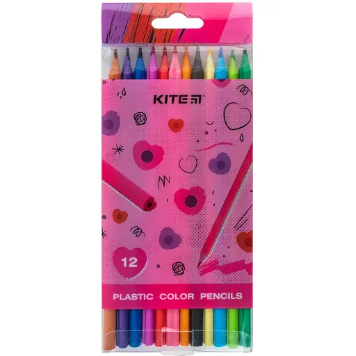Олівці кольорові пластикові Kite Heart 12 шт. (K24-049-2)