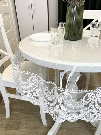 Силиконовая скатерть с белым кружевом Арка 15 см 380х170 см - фото 3