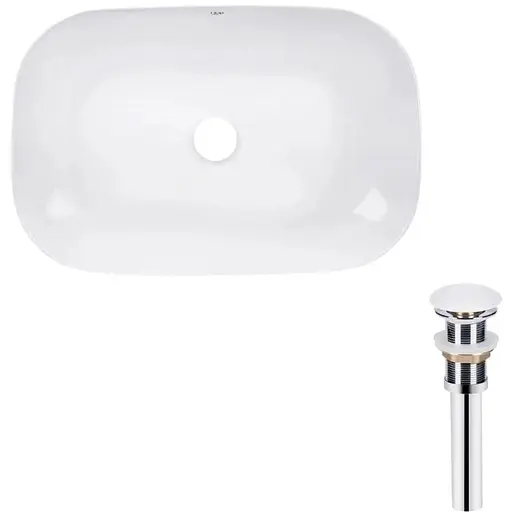 Умивальник Qtap Robin накладний прямокутний 610x400x145 мм White + донний клапан PU02, Білий - фото 1