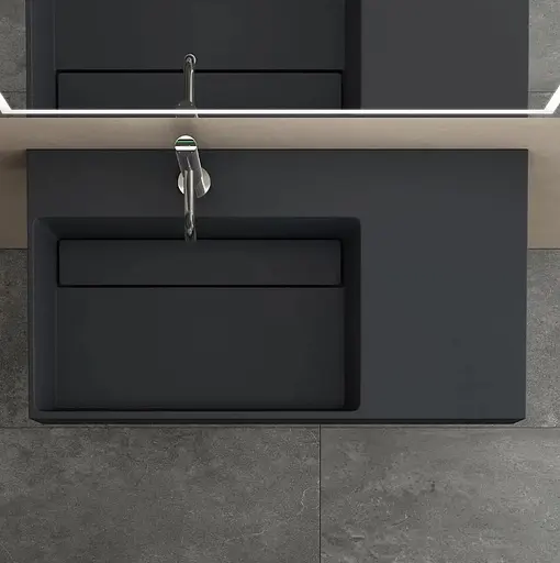 Умивальник Rea Archi 90 black matt накладний підвісний REA-U4304, Чорний матовий - фото 4