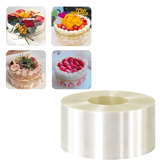 Ацетатная кондитерская бордюрная лента прозрачная (плёнка), 100 мкм, высота 8 cм, 1 кг Прозрачный 88273 - фото 7