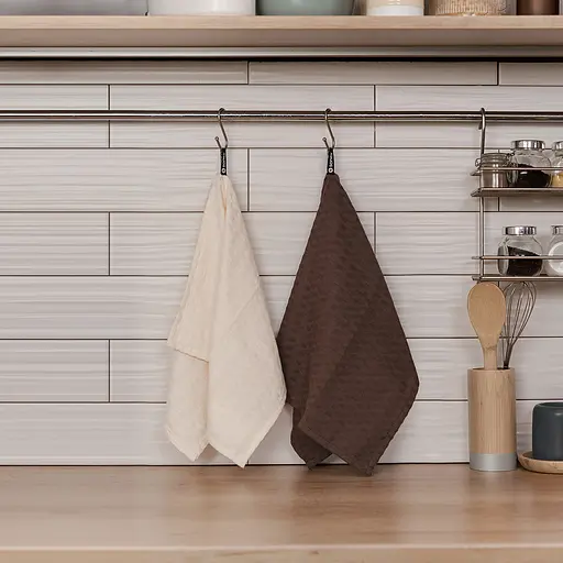 Набір вафельних рушників для кухні Sonex Cleo 40х60 см, 2 шт.  бежевий та коричневий (SO102551) - фото 3