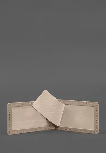 Кожаная обложка на удостоверение ГСЧС с карманом светло-бежевая - фото 4