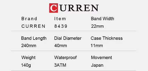 Годинник наручний Curren 8439G Silver Black Silver (18692) - фото 6