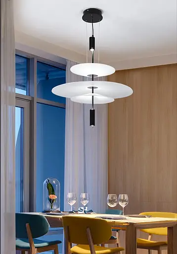 Дизайнерский 3-х ярусный светильник КРЫЛЬЯ СВЕТА с черным основанием | Ст. MJ 14-360+680+360 BK Line F - фото 6