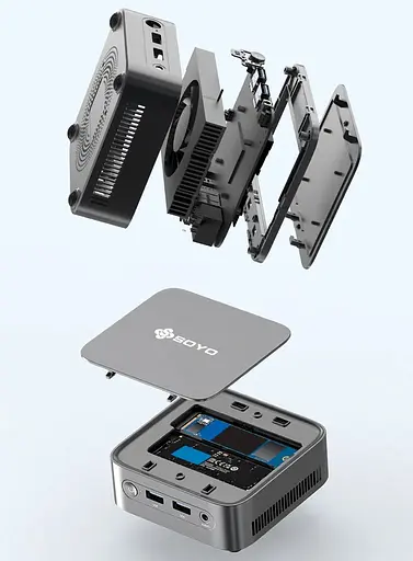 Неттоп Soyo M4 Plus 2 Black N150 16Gb DDR4 512Gb SSD NVMe Graphics GLan 2xUSB 3.2 / 2xUSB 2.0 HDMI/DP Windows 11 Pro - фото 3