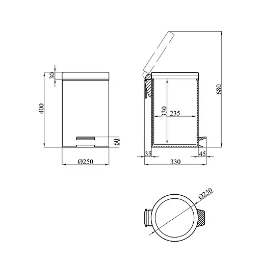 Мусорное ведро Kroner KRM Rizze ACE414 12 л (CV022924)  - фото 4
