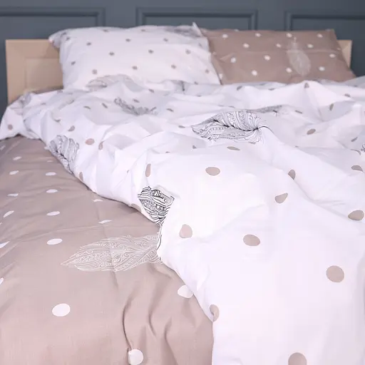 Простирадло MirSon Minimal Dots бязь біло-коричневий 150 х 220 см (2200013009221) - фото 1